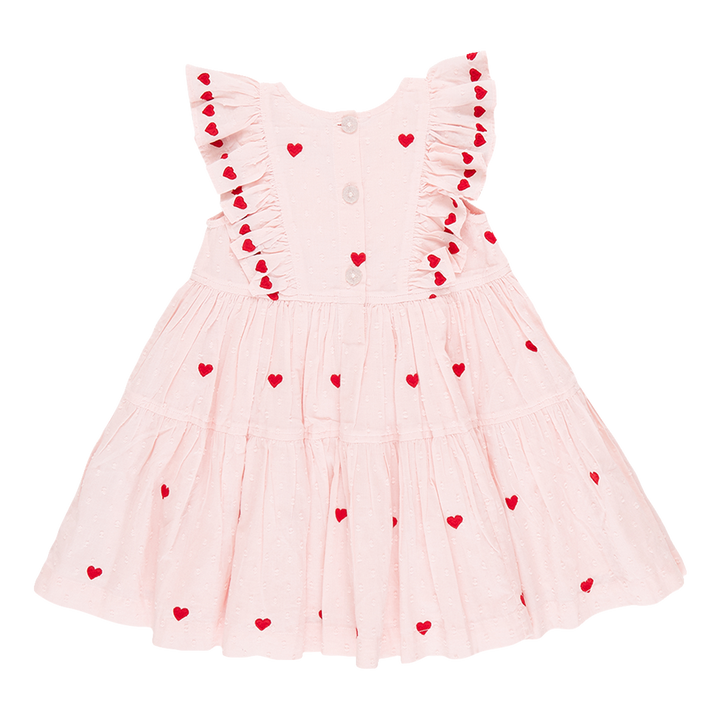 Pink Chicken Embroidered Heart Raphaela Dress (sizes 7-12)