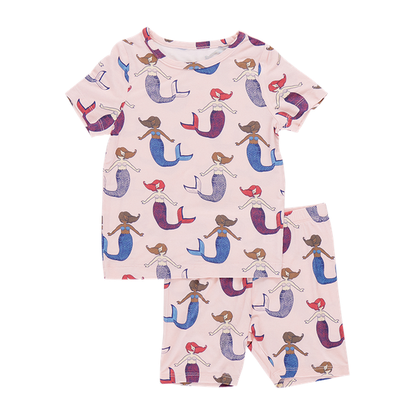 Pink Chicken Mermaid Bamboo Pajama Set (sizes 7-8)