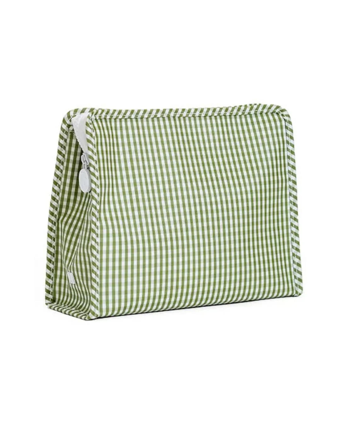 Roadie Large Zipper Pouch in Gingham Moss