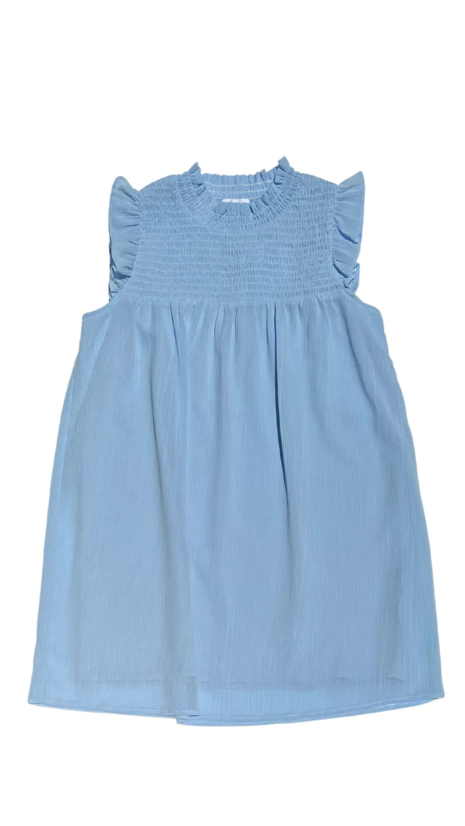 Pleat Lottie Dress in Pastel Blue