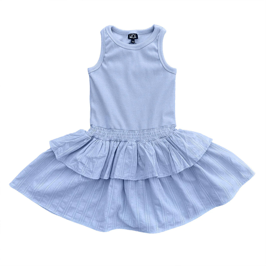 Little Olin Blue Ruffle Tank Dress