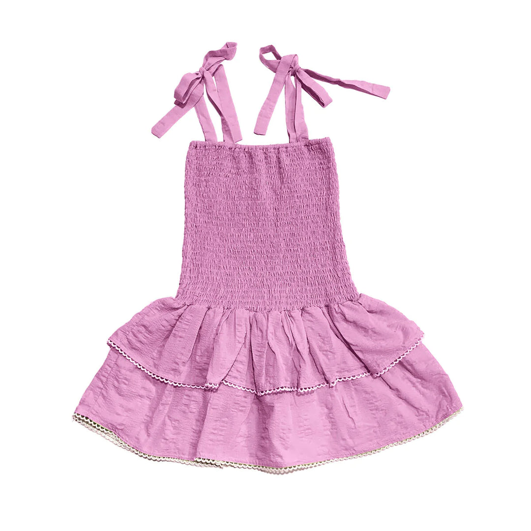 Little Olin Smocked Pink Ruffle Dress