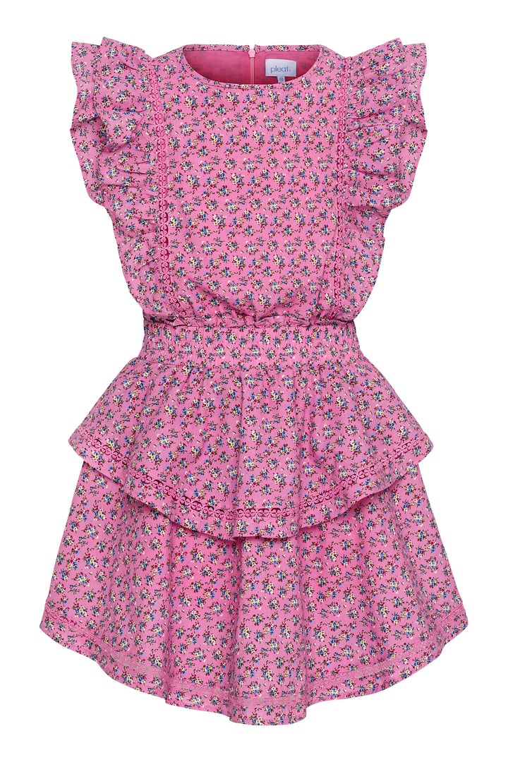 Pleat Gigi Dress in Hibiscus Pop