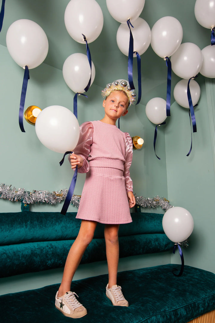 Pleat Libba Skirt in Textured Pink