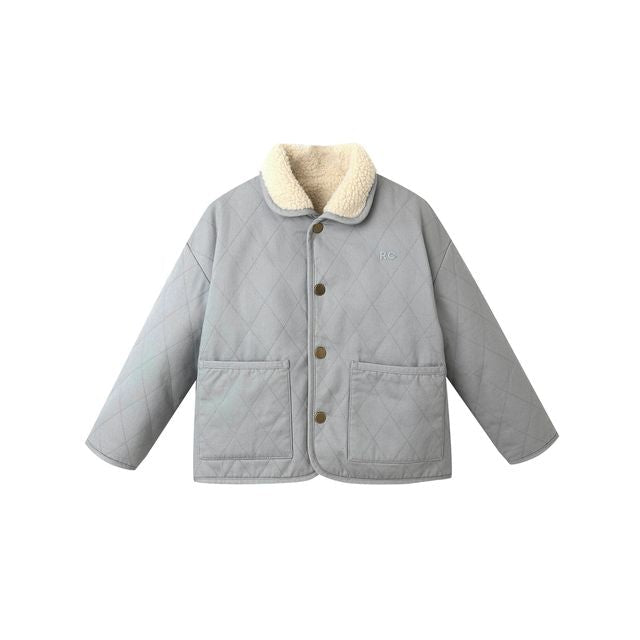 Rylee & Cru Quilted Winter Coat in Dusty Blue