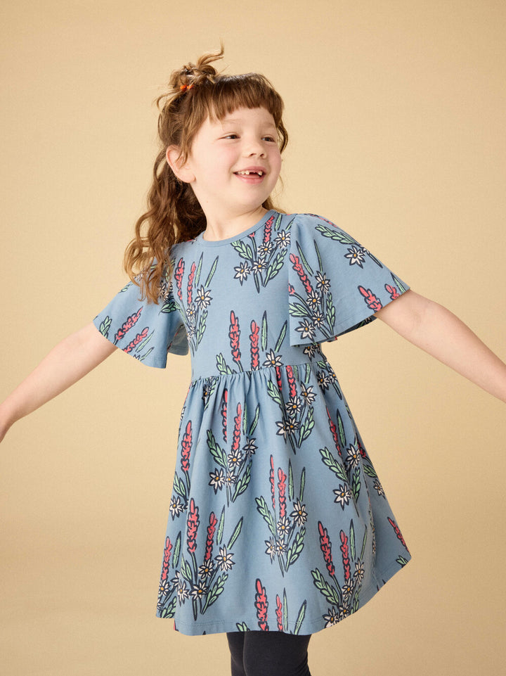 Tea Collection Butterfly Sleeve Dress in Block Print Floral
