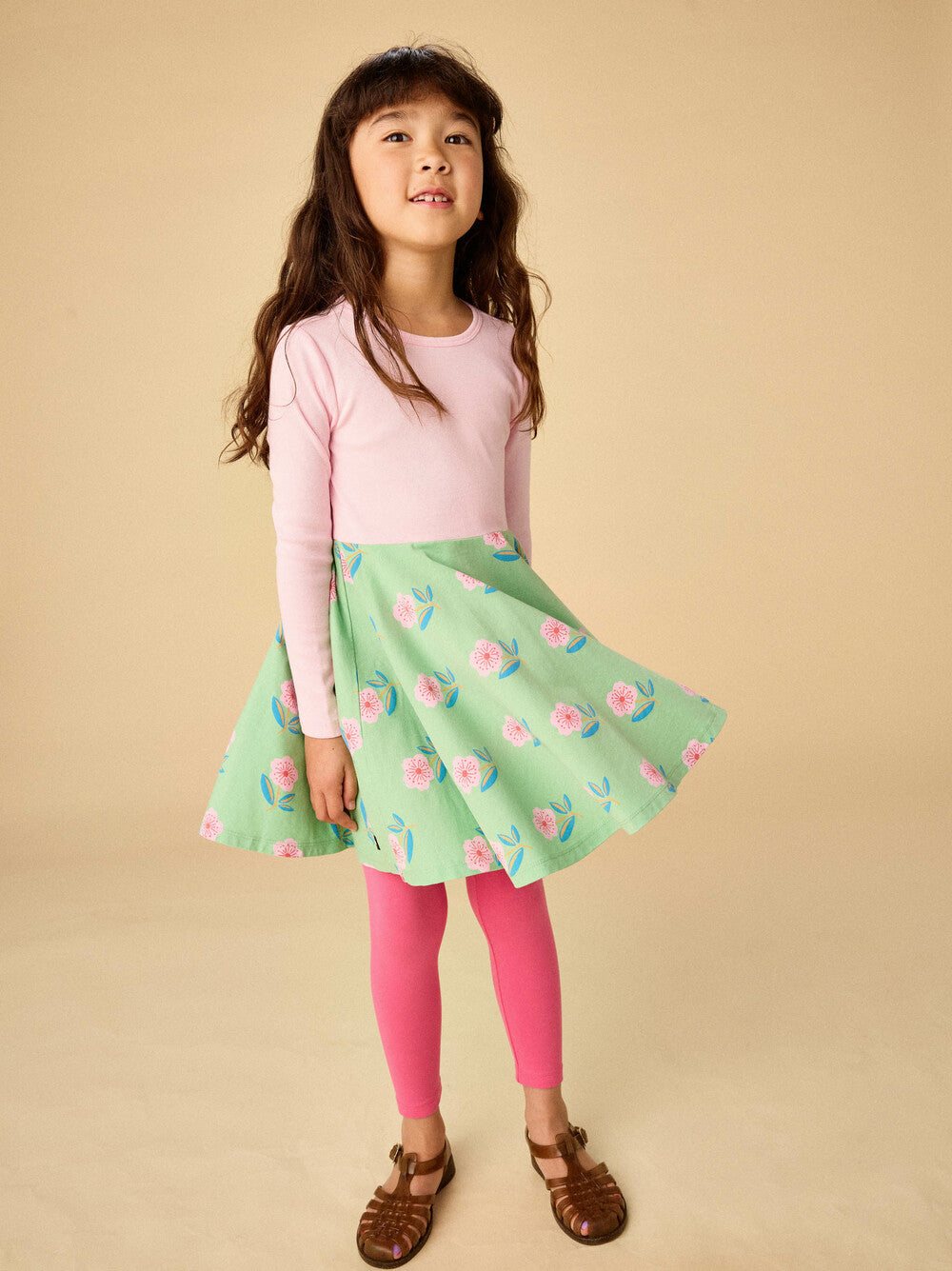 Tea Collection Cherry Print Mix Twirl Dress