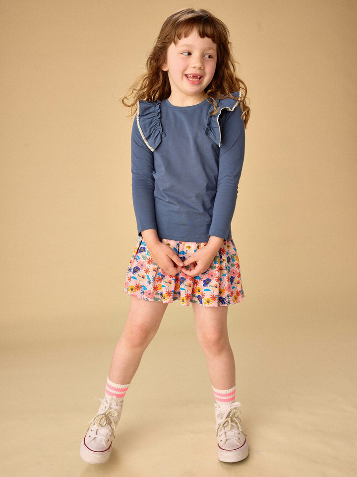 Tea Collection Lace Trim Top in Triumph Blue