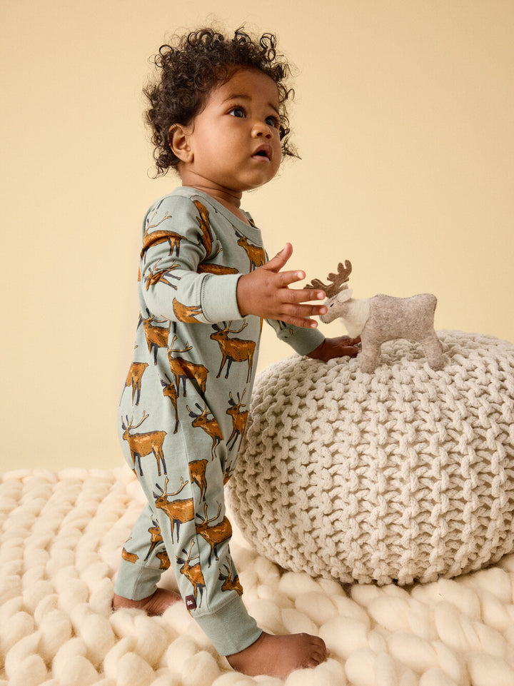 Tea Collection Pocket Romper in Painted Deer