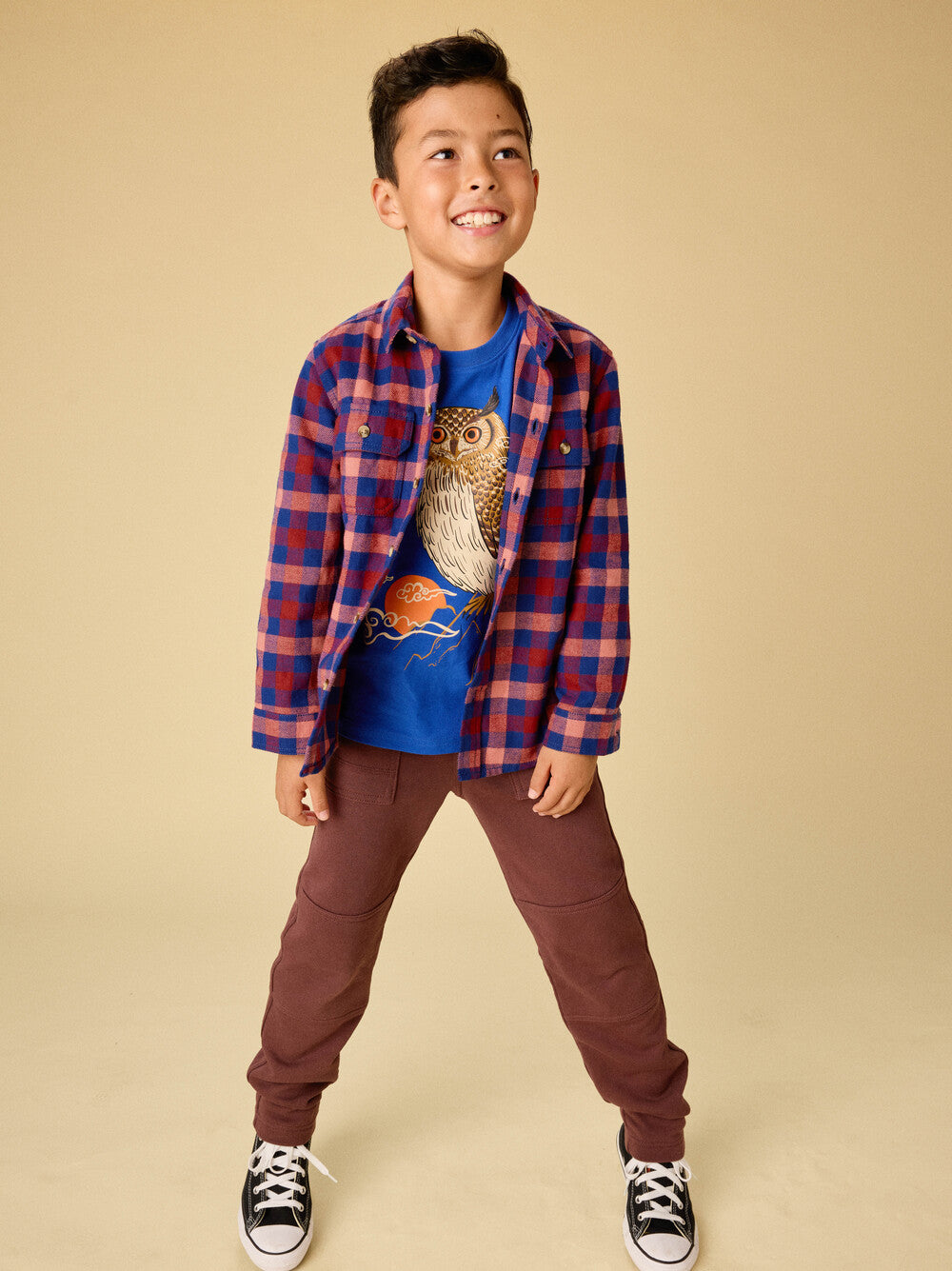 Tea Collection Flannel Button Up Shirt in Forest Plaid