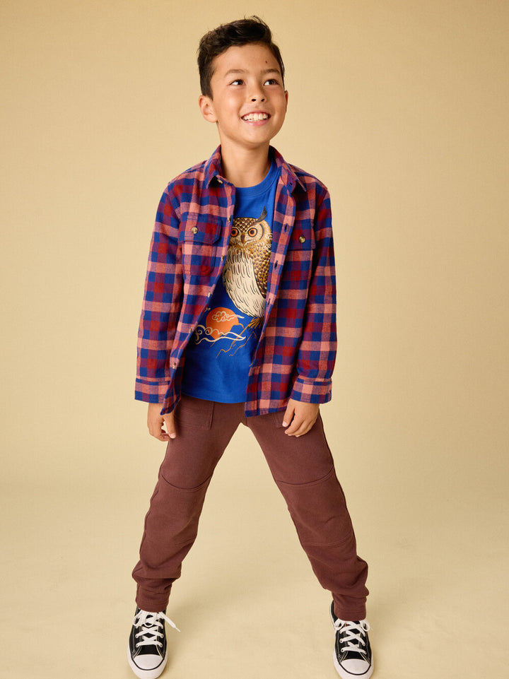 Tea Collection Flannel Button Up Shirt in Forest Plaid