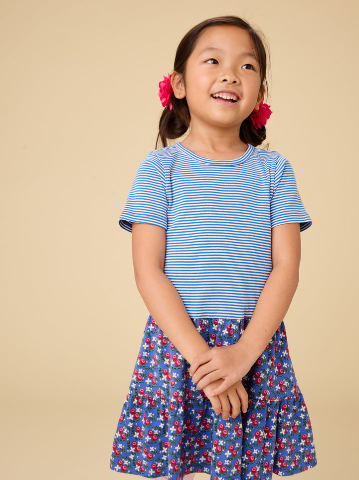 Tea Collection Tier Skirted Dress in Flamenco Fan Rose