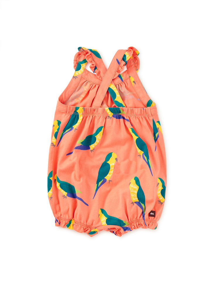 Tea Collection Crossback Baby Romper with Parakeet