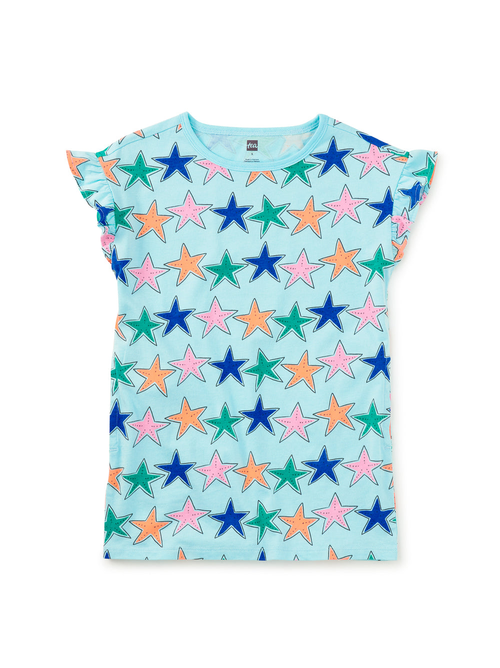 Tea Collection Flutter Sleeve Shift Dress with Starfish
