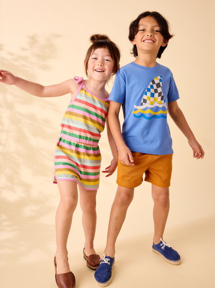 Tea Collection Stripe Tie Shoulder Sporty Romper