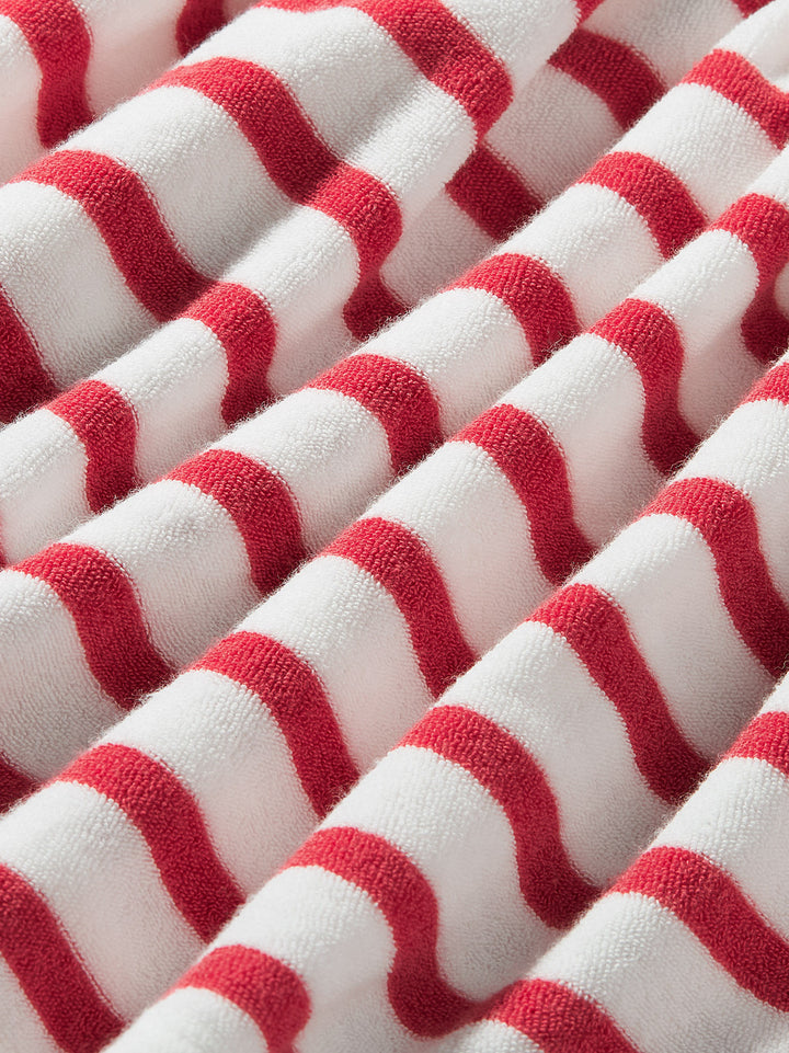 Tea Collection Terry Cloth Stripe Tie Shoulder Dress
