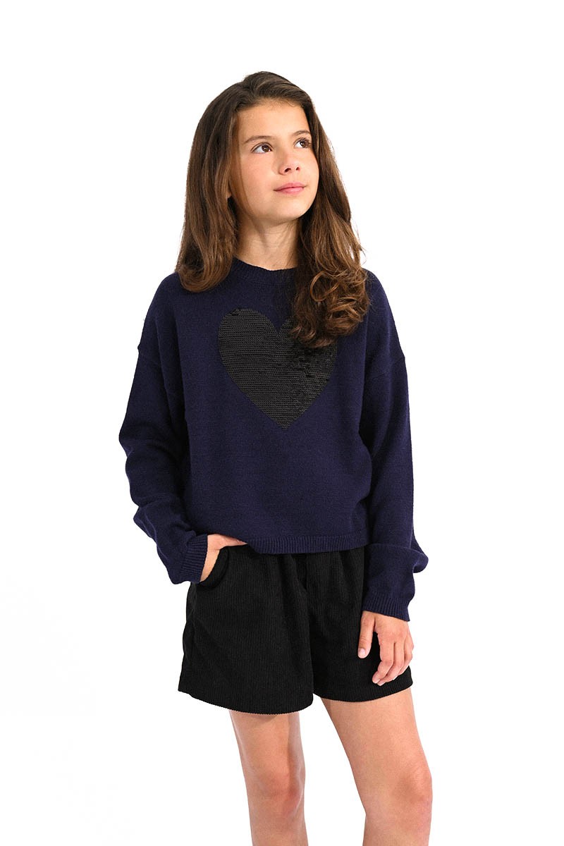 Molly Bracken Knitted Sweater with Sequin Heart