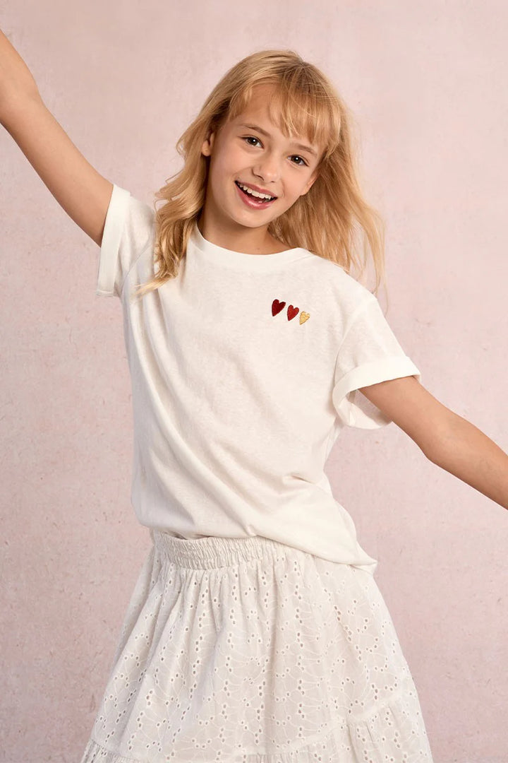 Mini Molly Knit Tee with Embroidered Heart