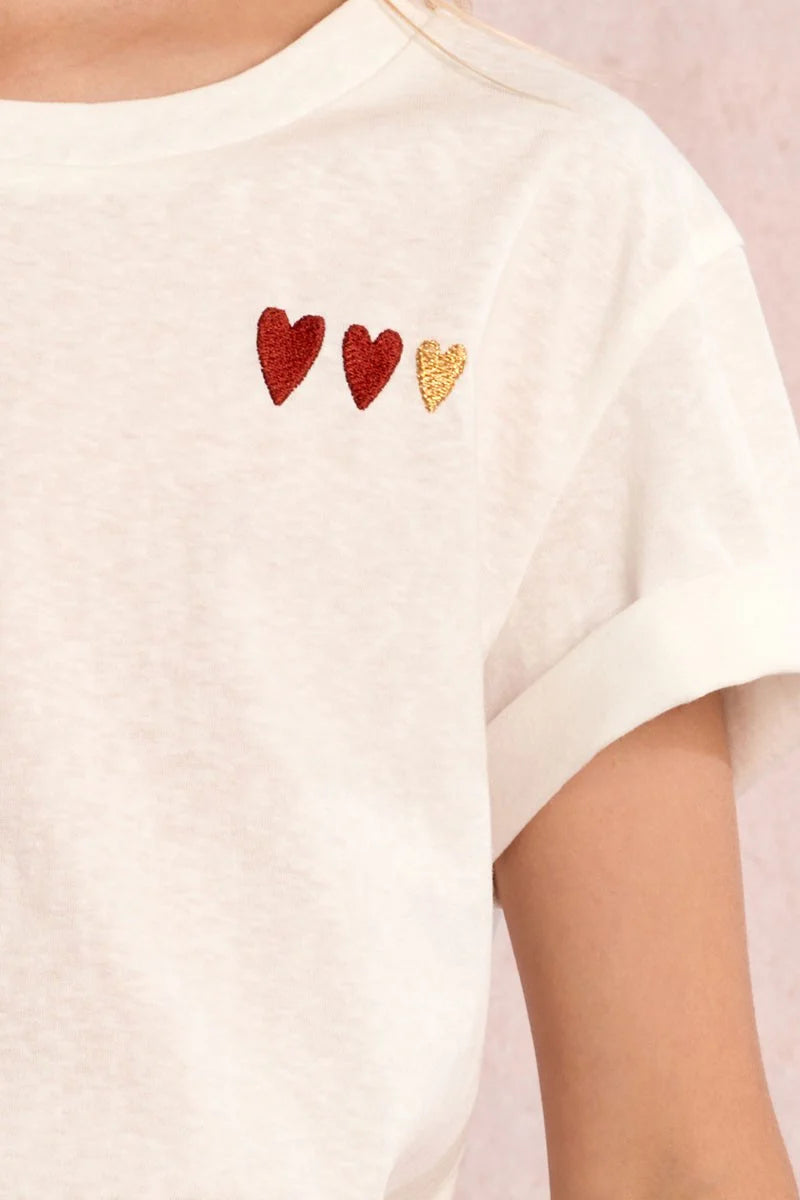 Mini Molly Knit Tee with Embroidered Heart