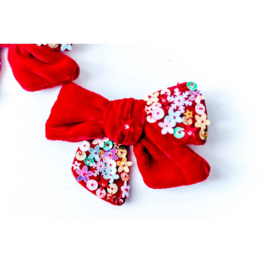 Cheeky Plum Red Velvet Sparkle Hairbow