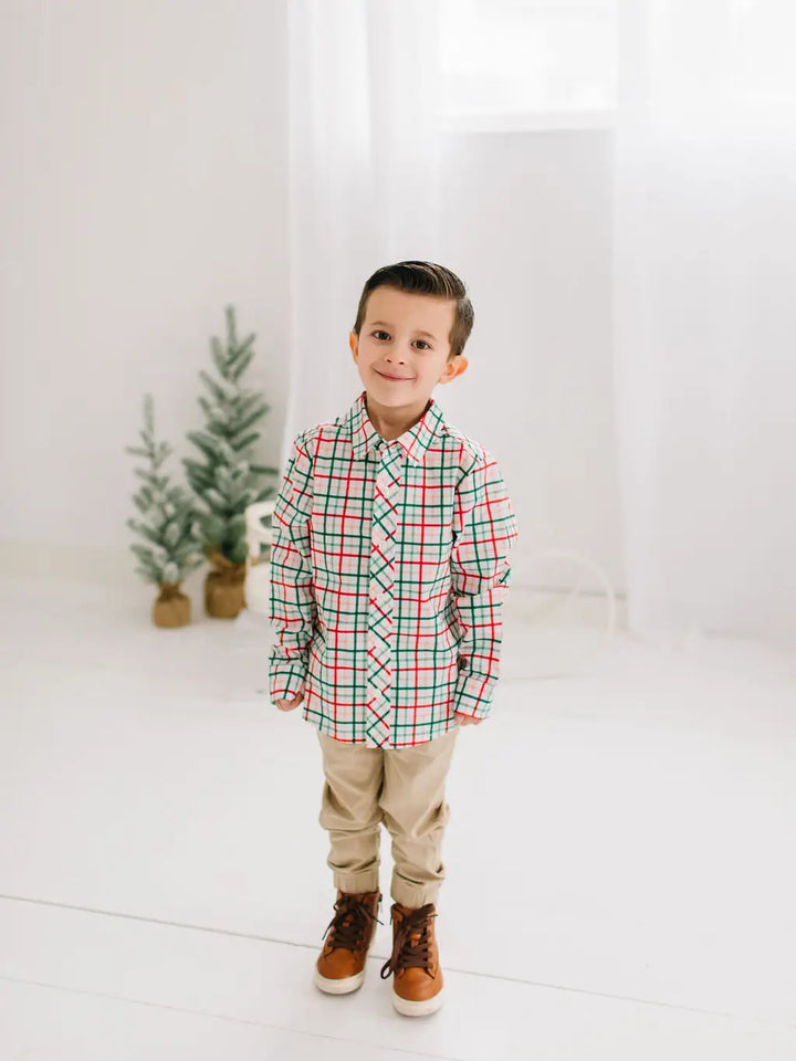 Ollie Jay Button Down in Holiday Plaid
