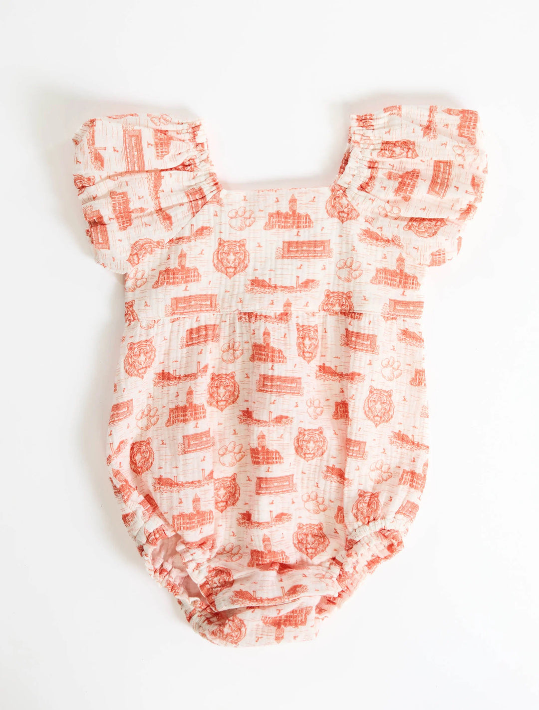 Clemson Toile Puff Sleeve Onesie