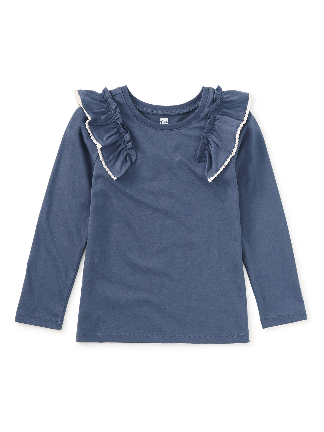 Tea Collection Lace Trim Top in Triumph Blue