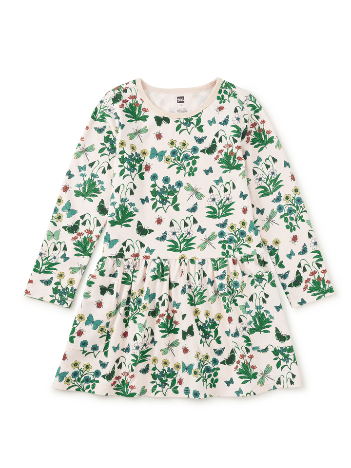 Tea Collection Long Sleeve Pocket Dress in Garden Expedition