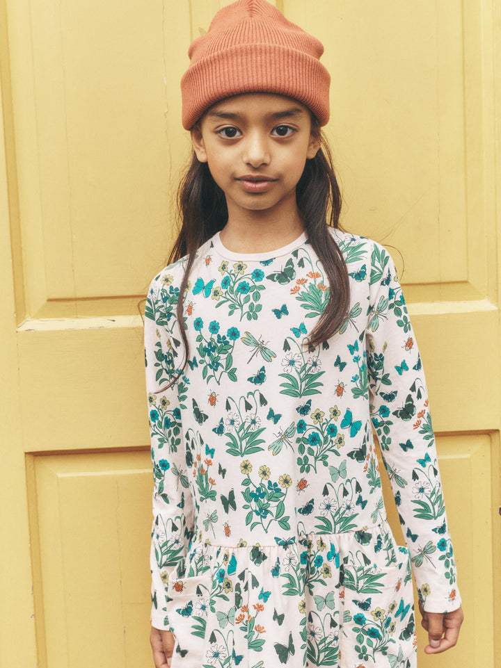 Tea Collection Long Sleeve Pocket Dress in Garden Expedition