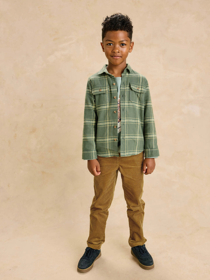 Tea Collection Flannel Button Up Shirt in Sherwood