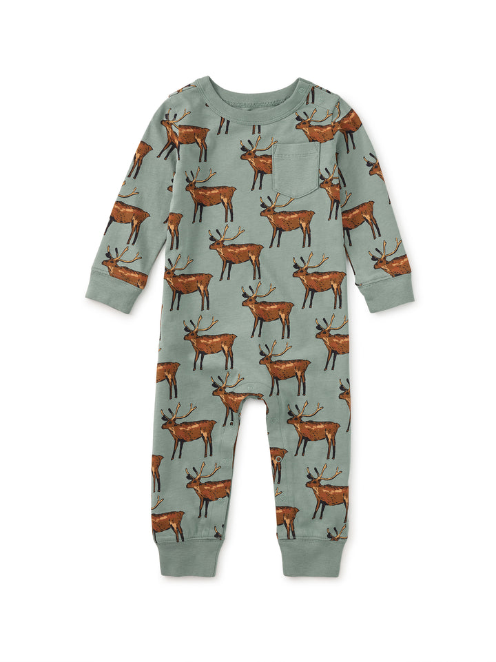 Tea Collection Pocket Romper in Painted Deer
