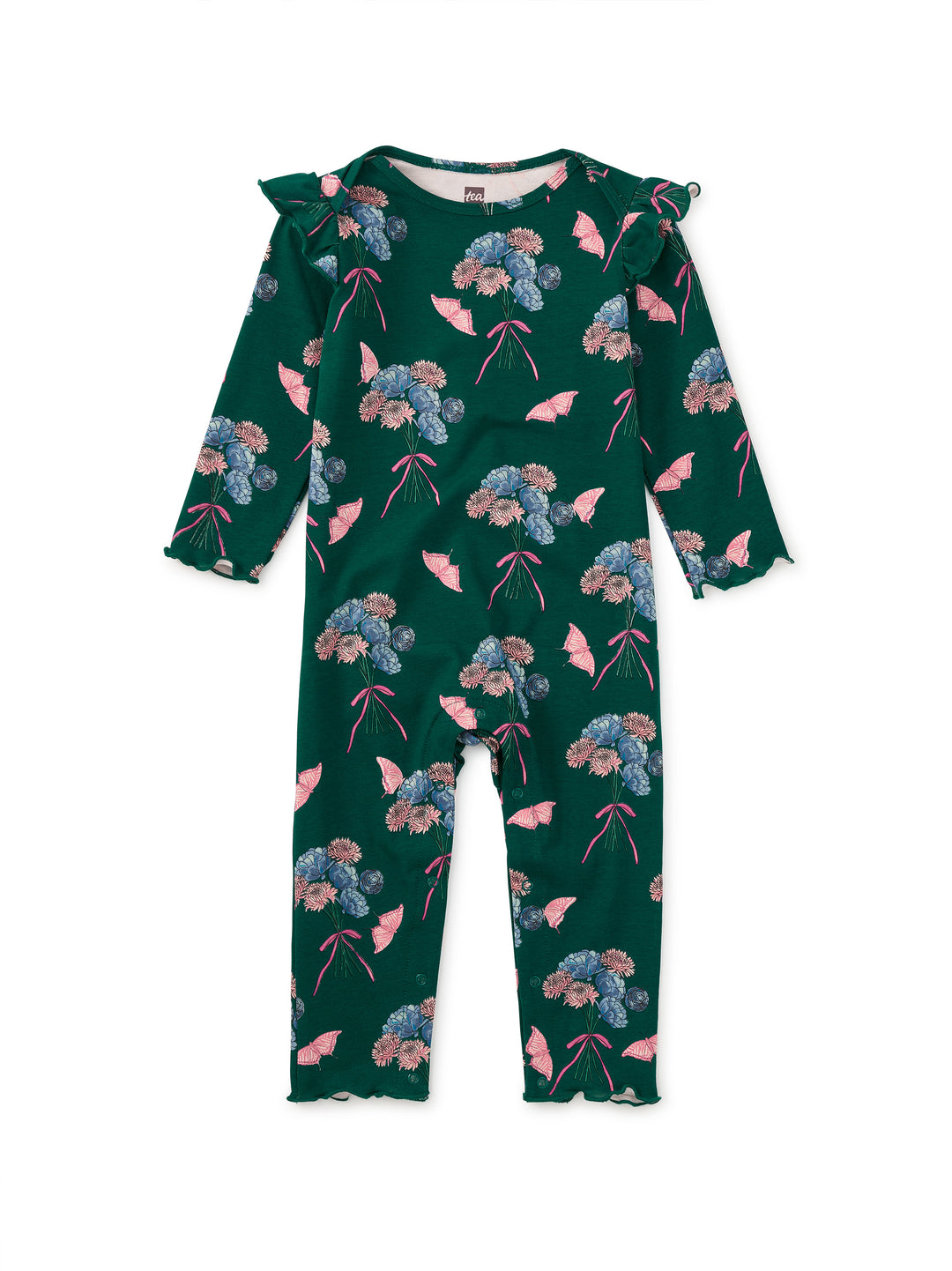 Tea Collection Ruffle Shoulder Baby Romper in Floral