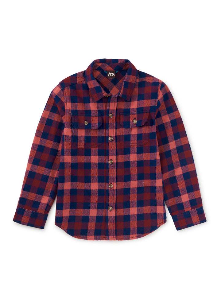 Tea Collection Flannel Button Up Shirt in Forest Plaid