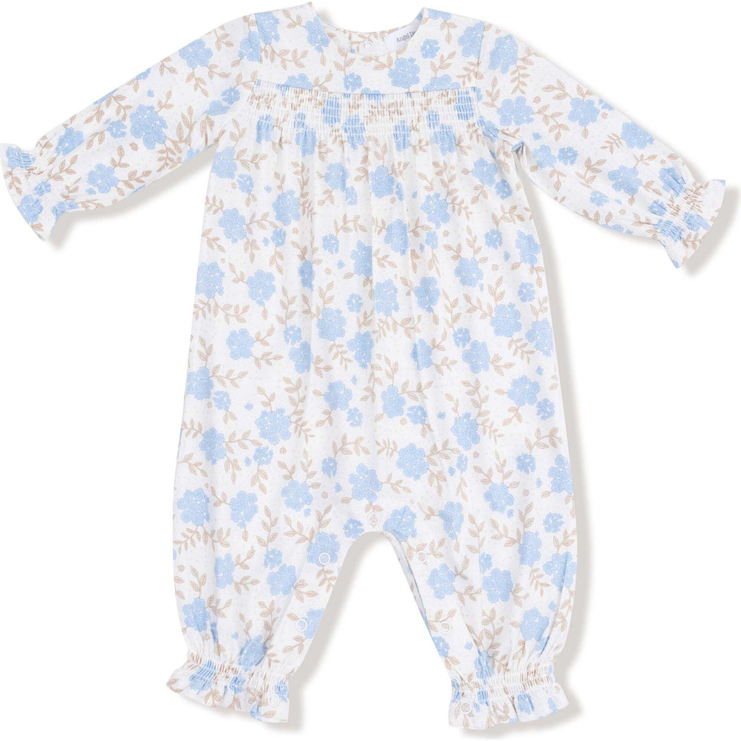 Angel Dear Baby Blue Floral Smocked Romper