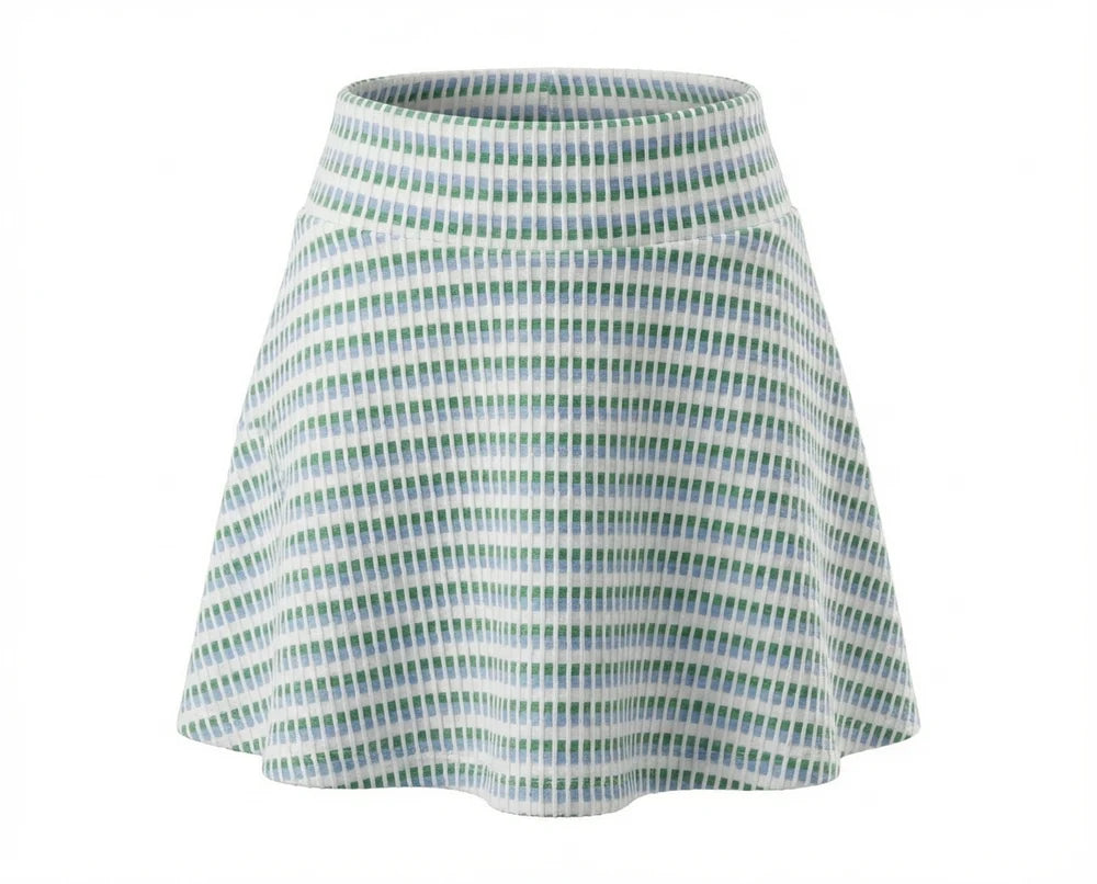 Pleat Libba Skirt in Blue/Green