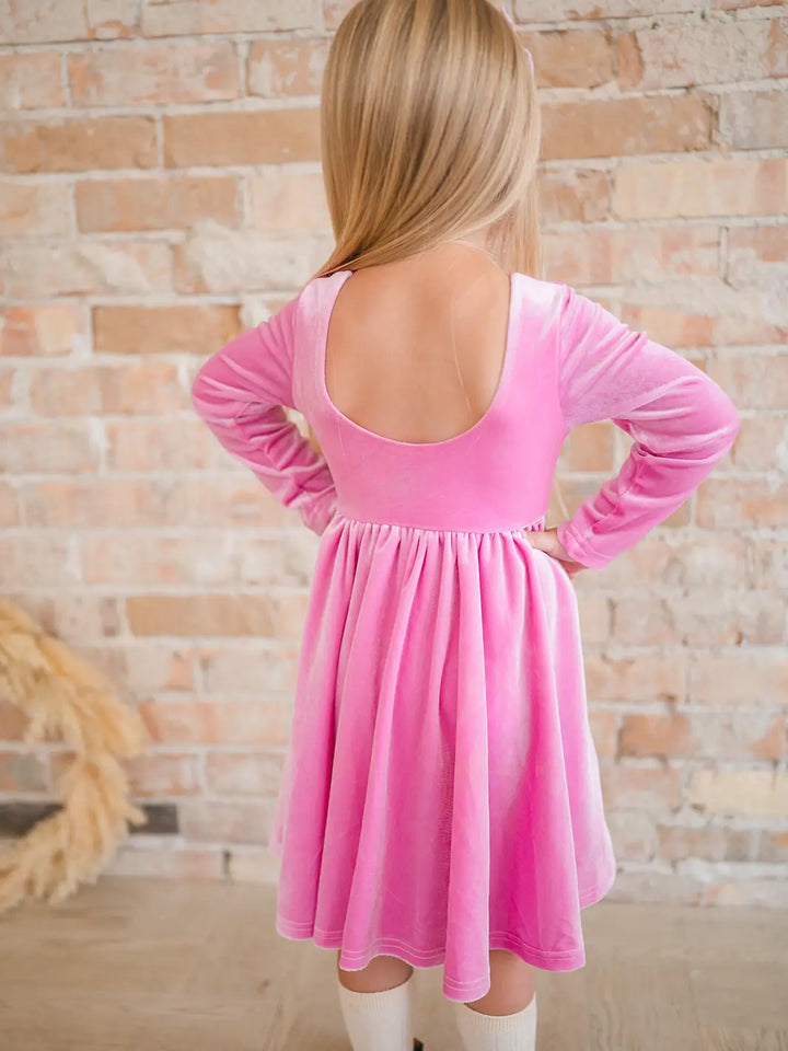 Ollie Jay Gwendolyn Dress in Baby Pink Velvet