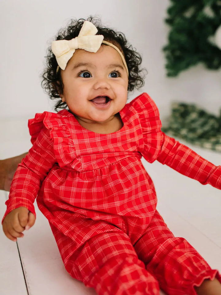 Ollie Jay Mabel Romper in Red Picnic Plaid