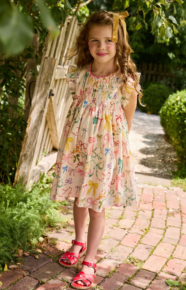 Pink Chicken Watercolor Bow Stevie Dress (sizes 2-6)
