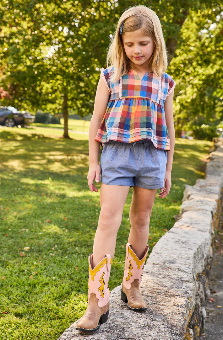 Pink Chicken Chambray Theodore Short (sizes 7-12)