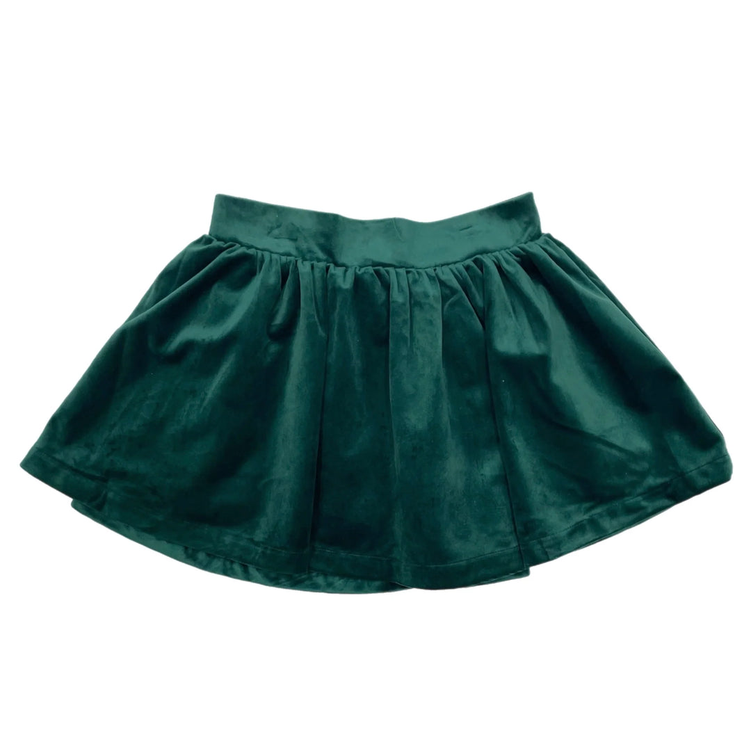 Lulu Bebe Sofie Skirt in Green Velvet