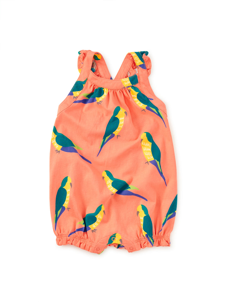 Tea Collection Crossback Baby Romper with Parakeet