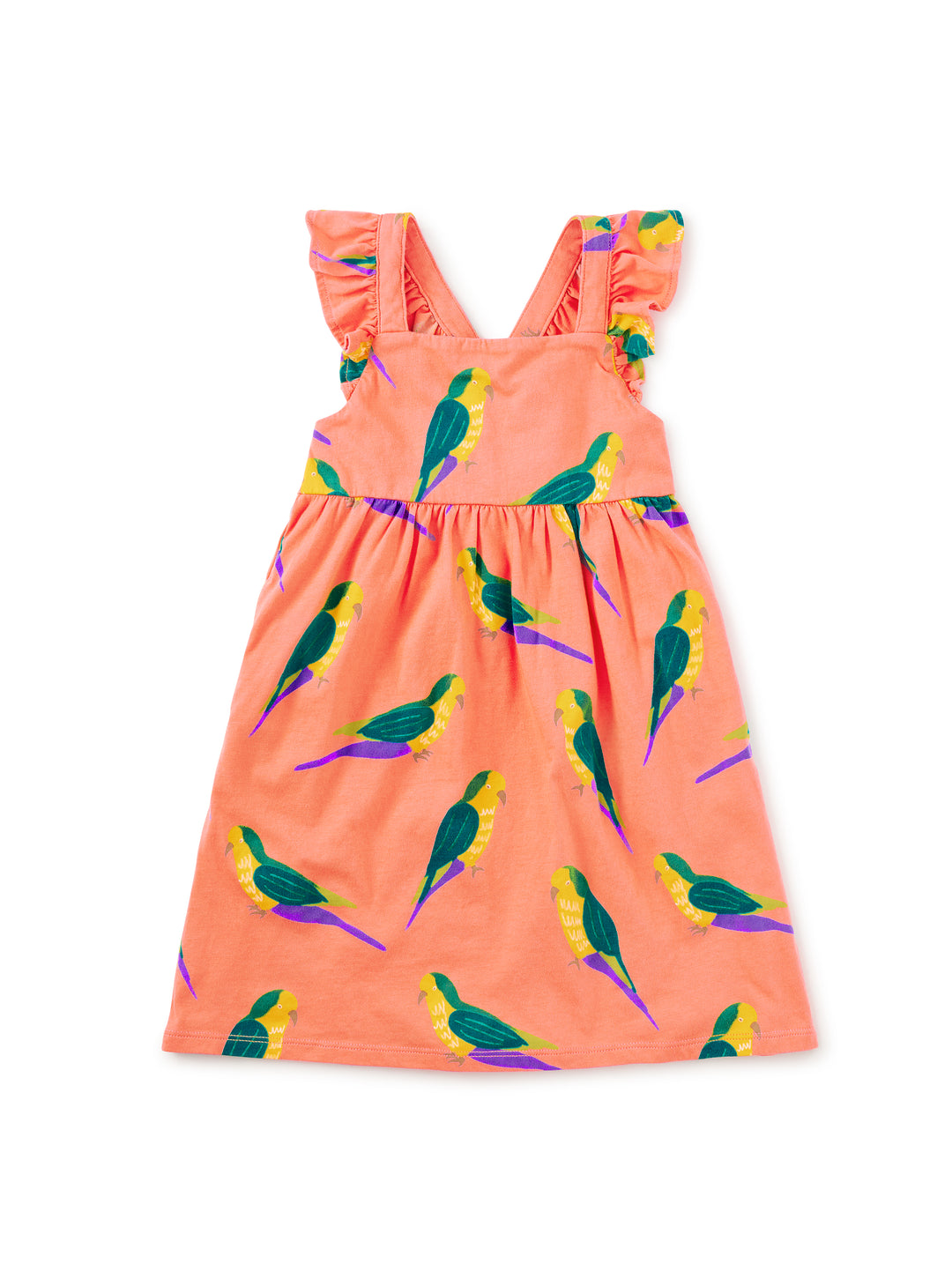 Tea Collection Ruffle Strap Dress with Parakeet