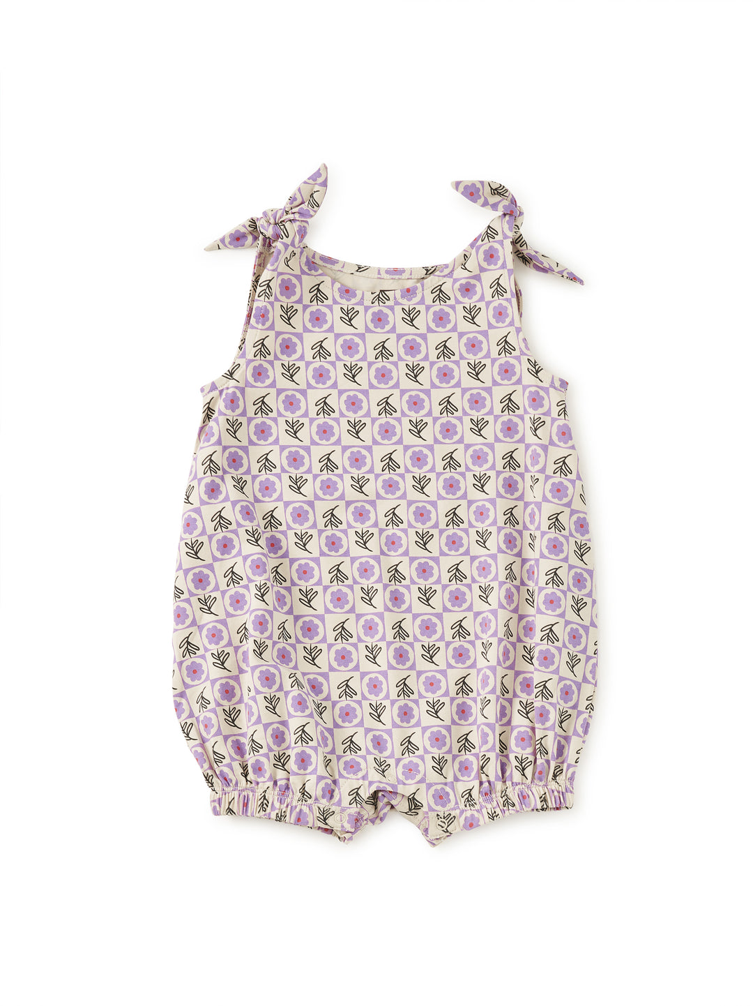 Tea Collection Tie Shoulder Baby Romper in Tile Floral