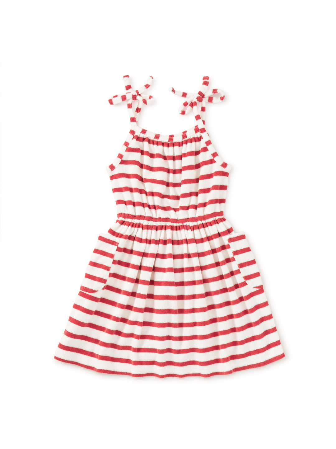 Tea Collection Terry Cloth Stripe Tie Shoulder Dress