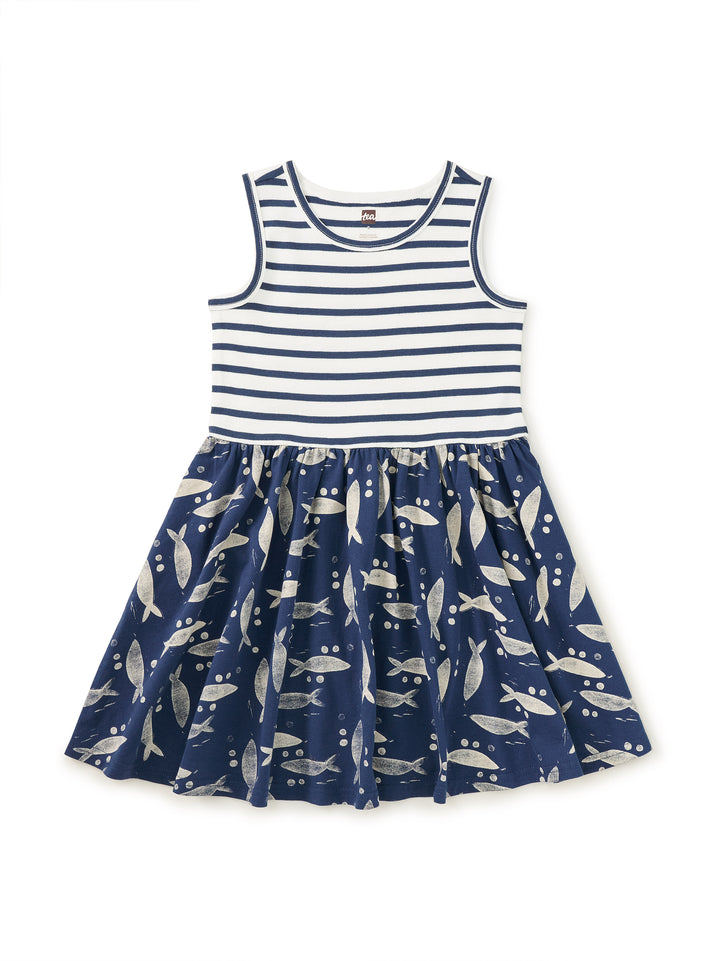 Tea Collection Print Mix Tank Skirted Dress