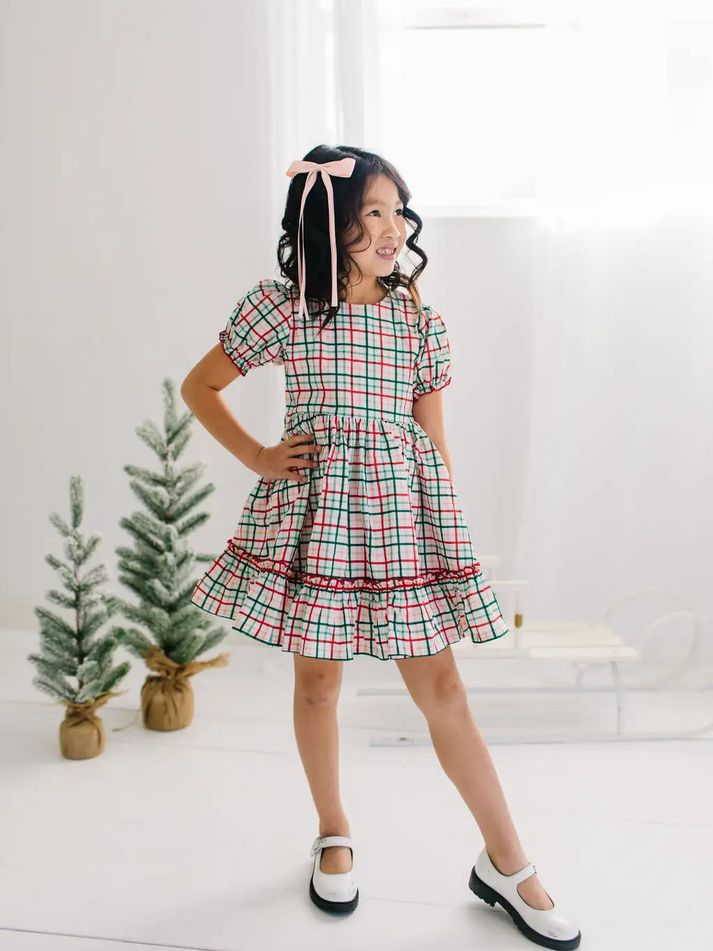 Ollie Jay Aura Plaid Dress in Holiday Plaid