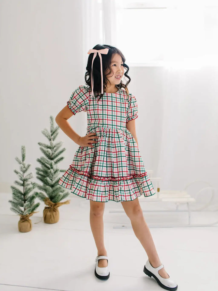 Ollie Jay Aura Plaid Dress in Holiday Plaid