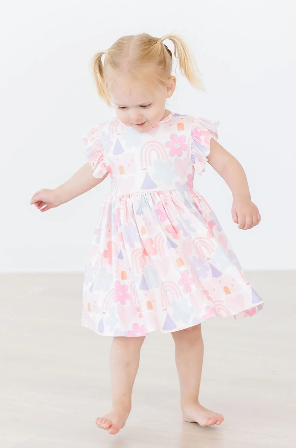 Mila & Rose Castles & Rainbow Flutter Sleeve Dress