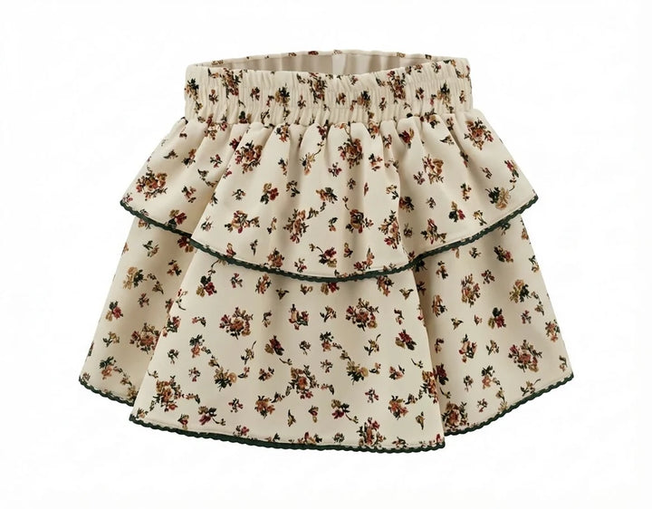 Pleat Parker Skort in Cream Vintage Floral