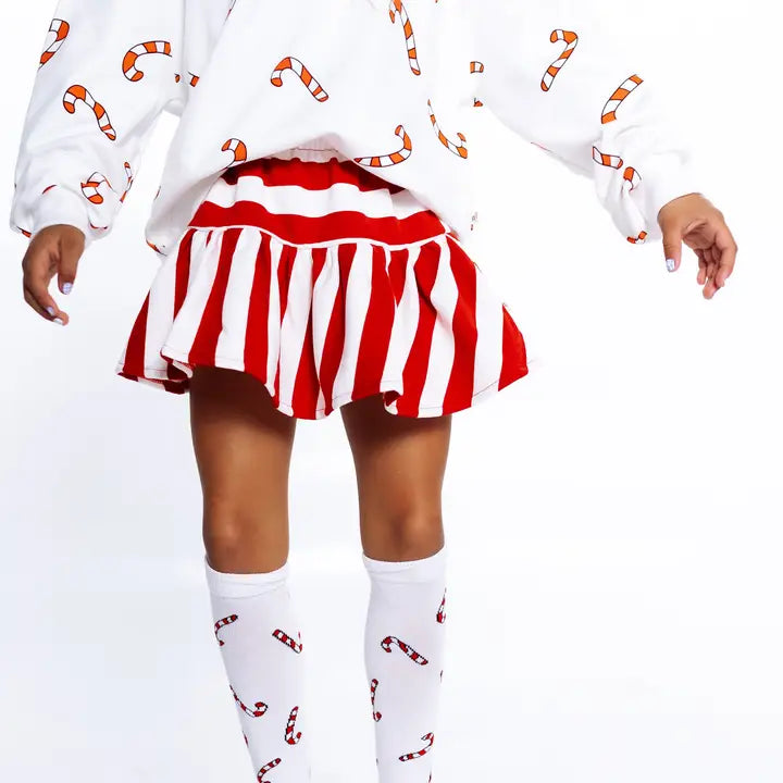 Minimalist Folk Co. Red and White Striped Mini Skirt